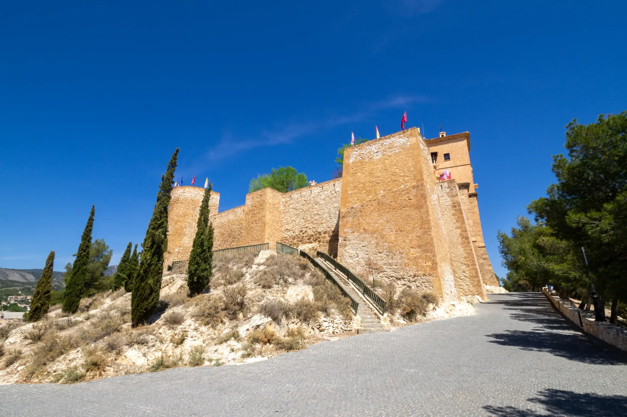 Fortified walls of the Basilica de la Vera Cruz in Caravaca