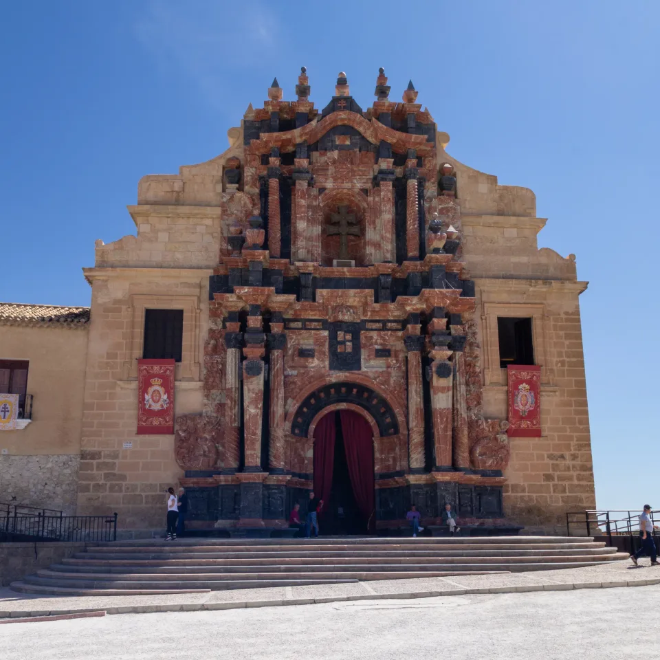 Baroque entrance facade of the Basilica de la Vera Cruz in Caravaca
