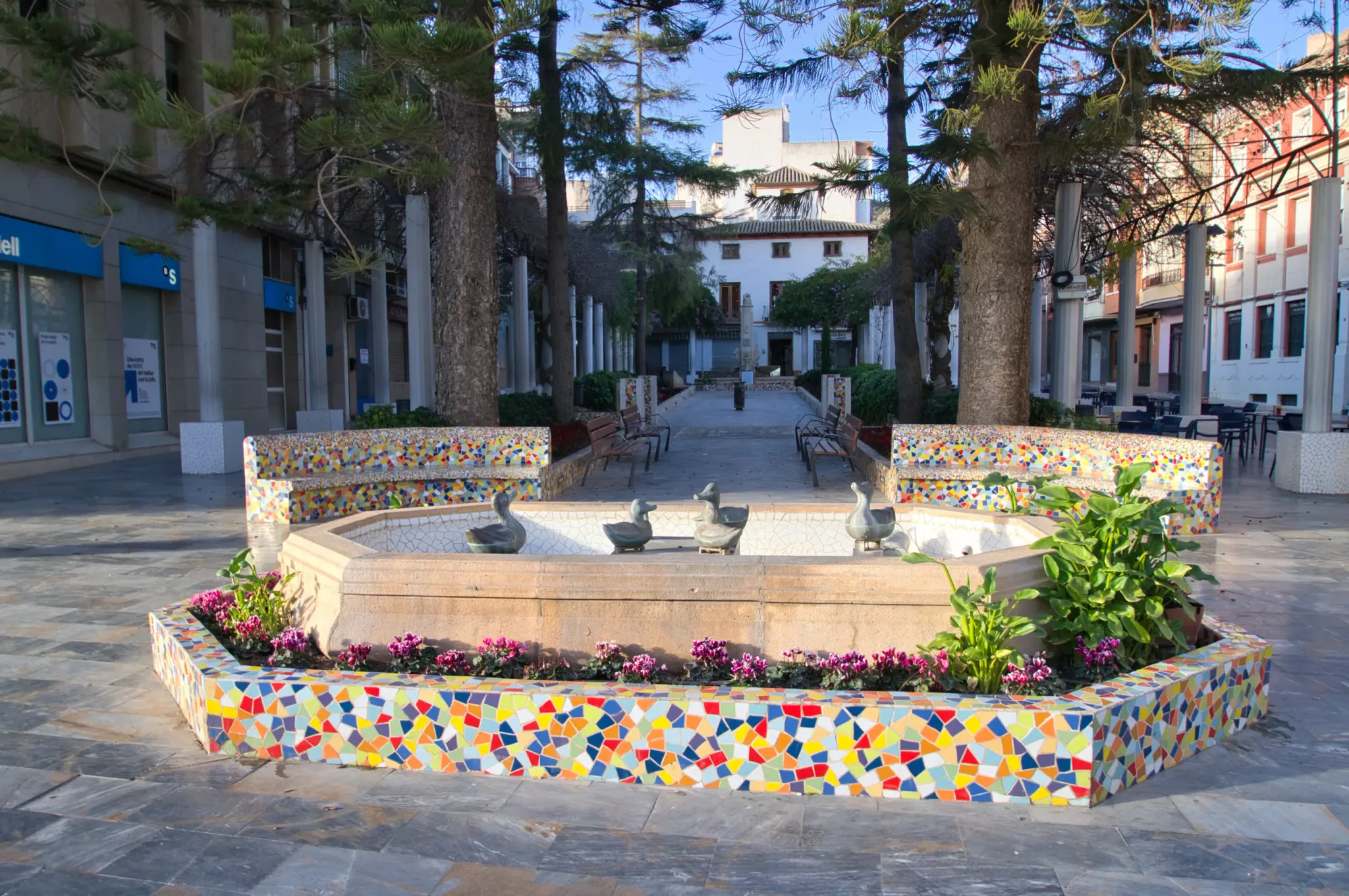 Colourful mosaic fountain in Alhama de Murcia