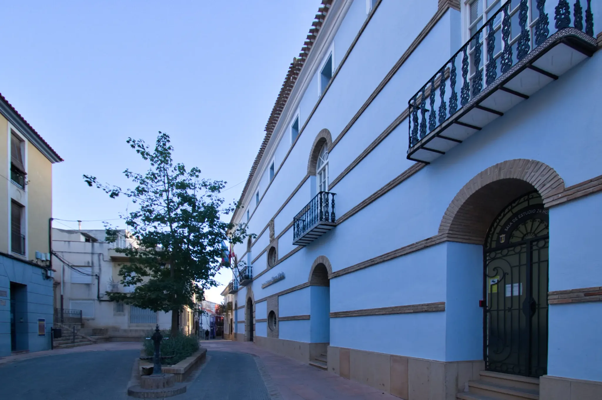Traditional street and building facade in Alhama de Murcia