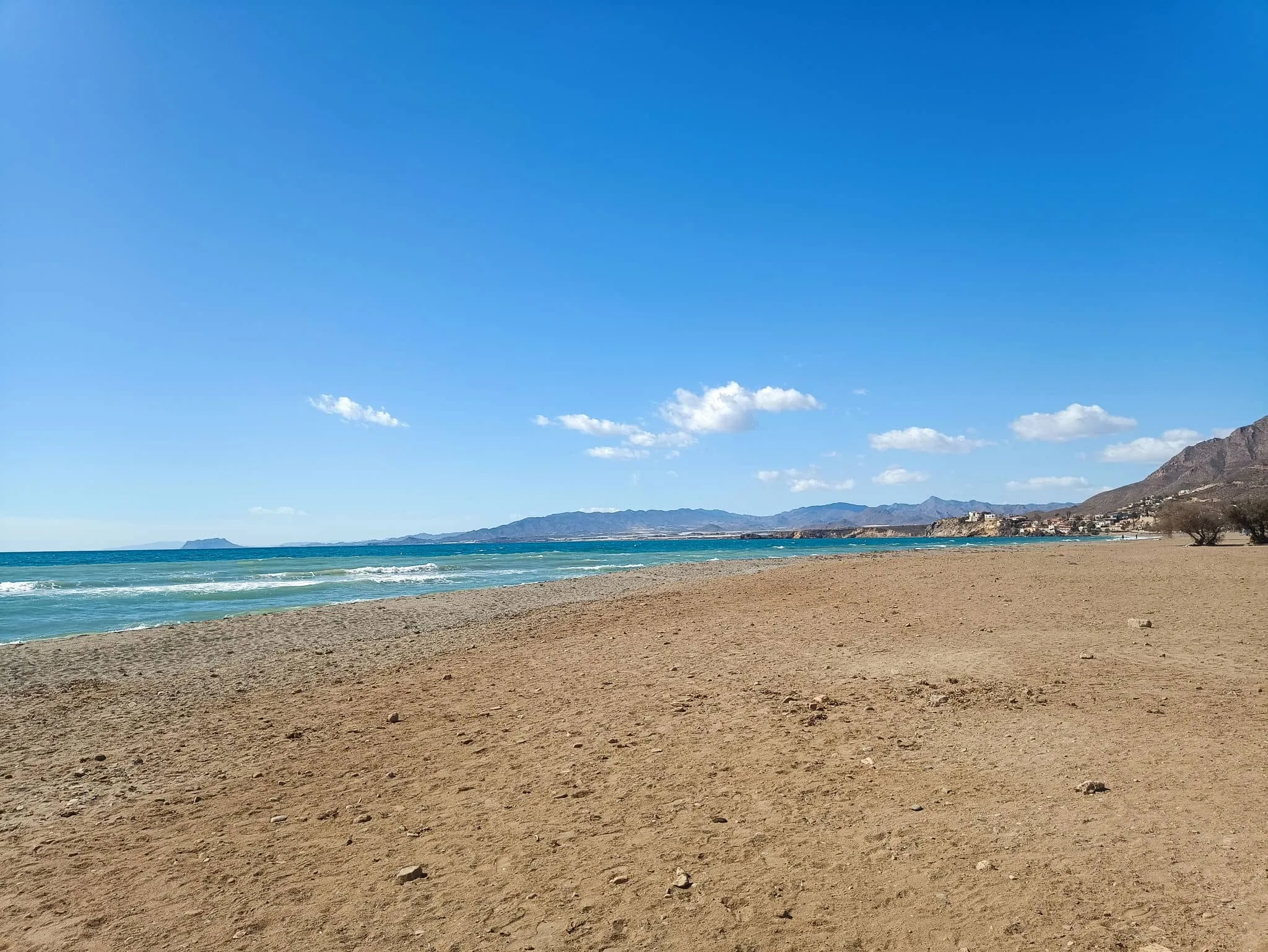 Wide sandy beach and Mediterranean coastline at Mazarrón