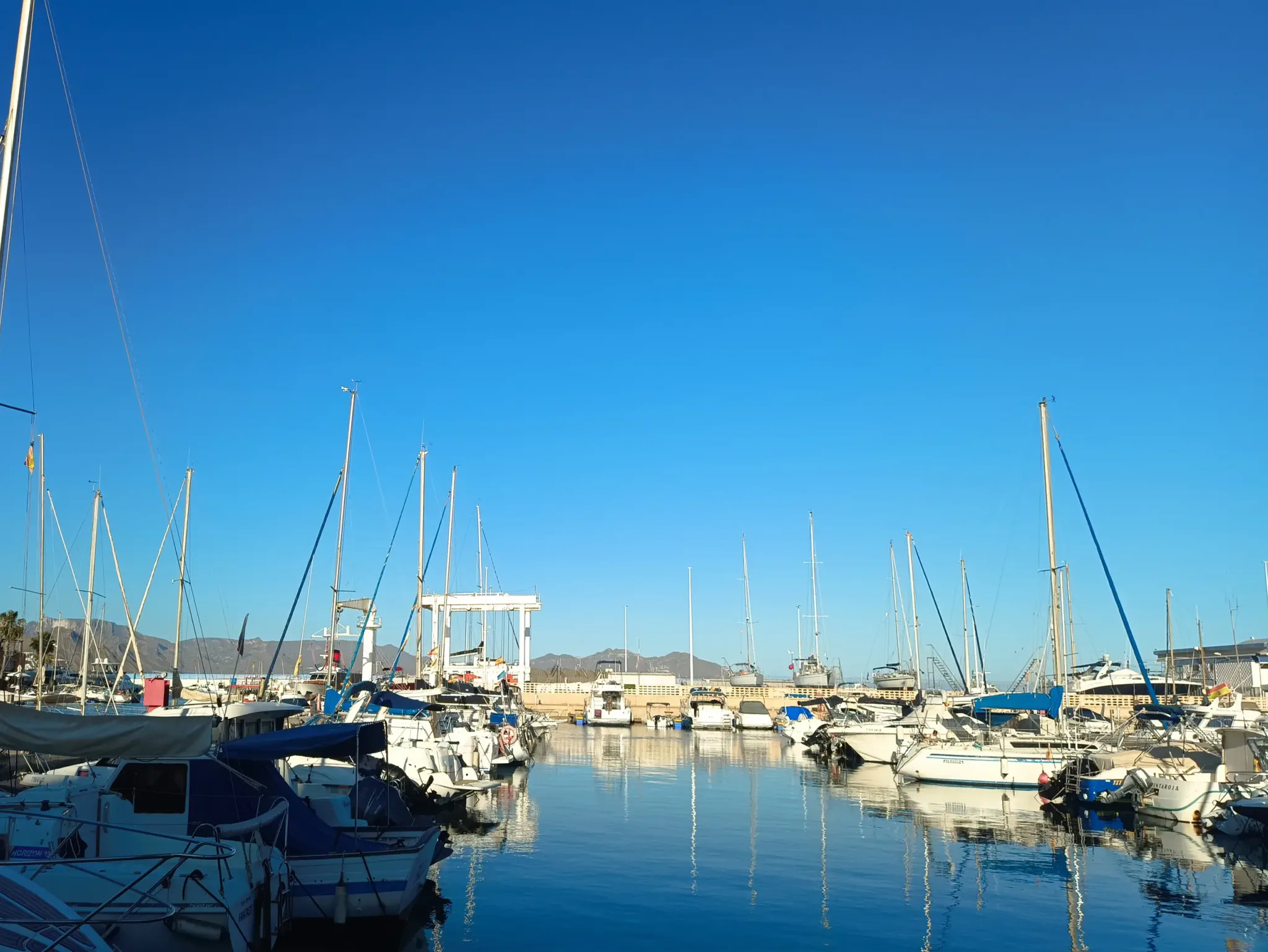 Boats moored in the new Puerto de Mazarrón marina