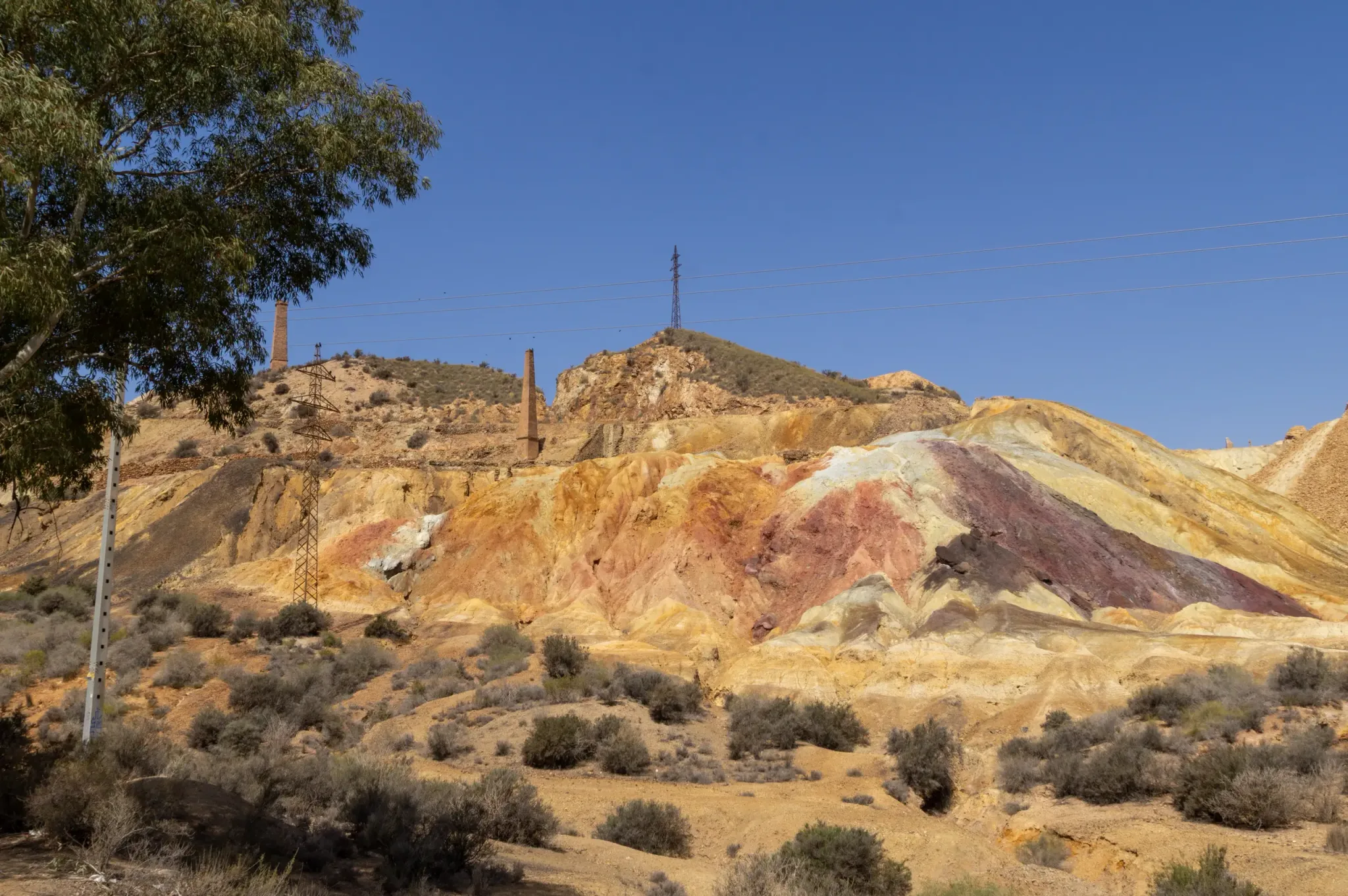 Historic mine workings and mineral landscape at the Mazarrón Mines, view 6