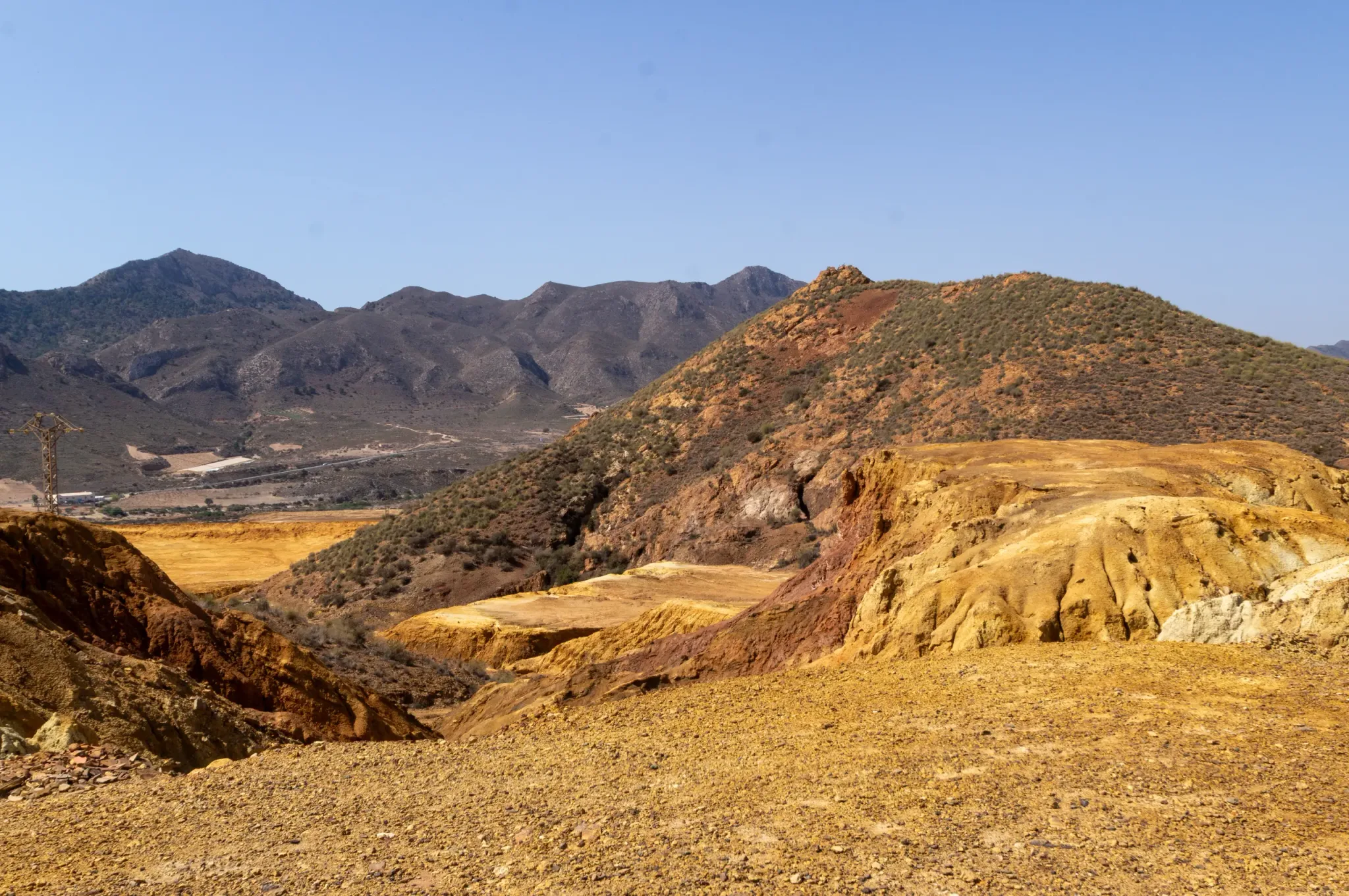 Historic mine workings and mineral landscape at the Mazarrón Mines, view 7