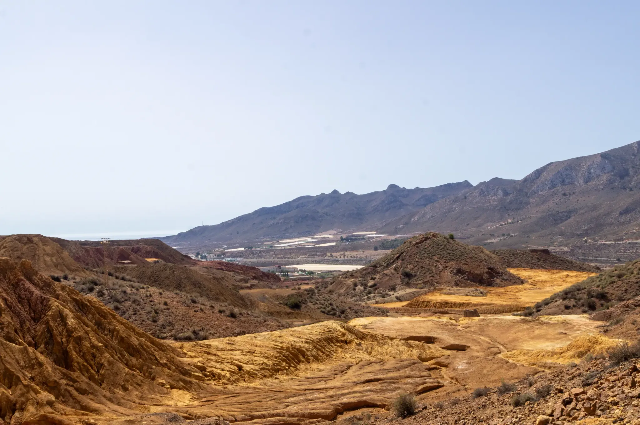 Historic mine workings and mineral landscape at the Mazarrón Mines, view 9