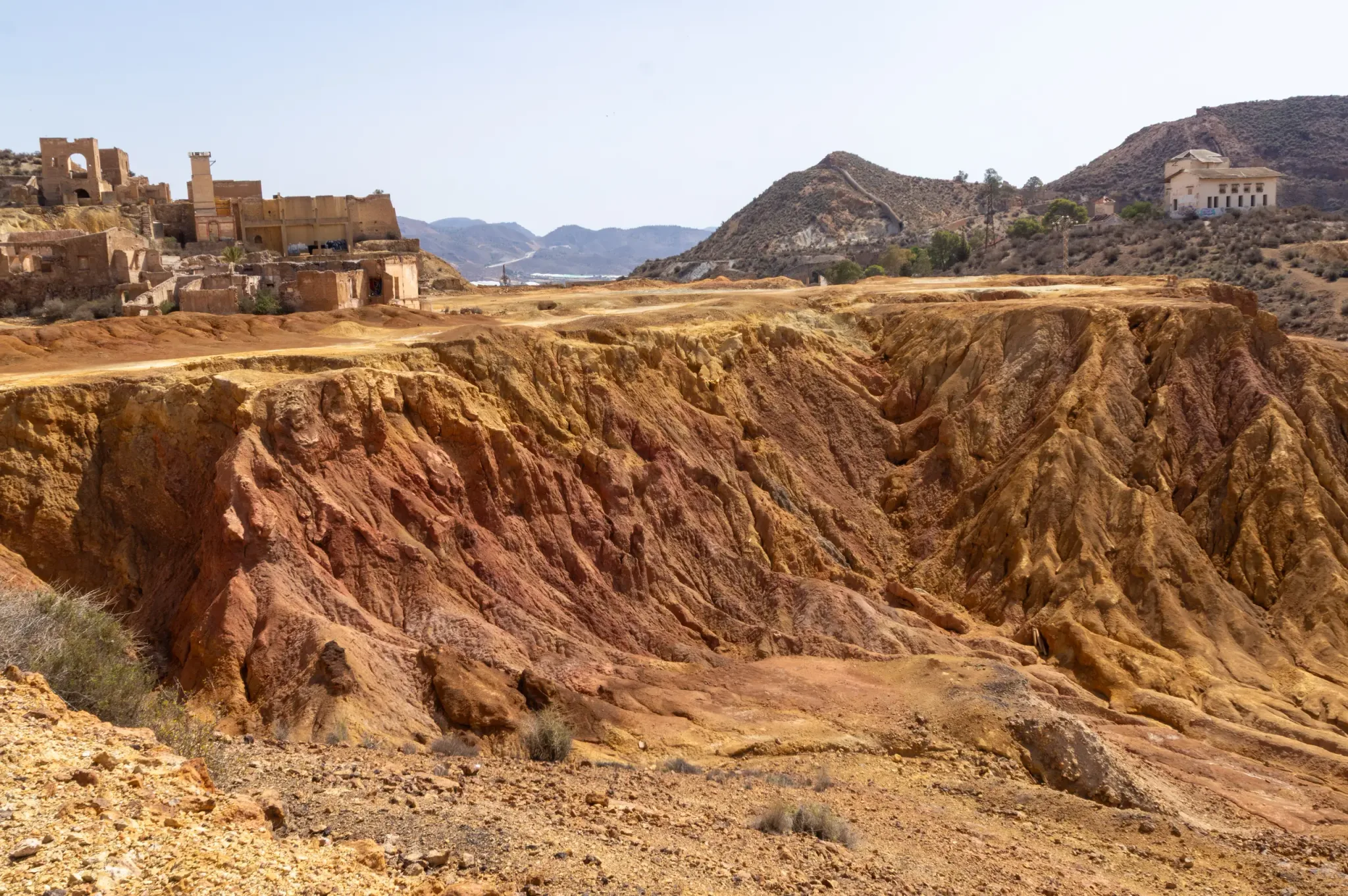 Historic mine workings and mineral landscape at the Mazarrón Mines, view 2