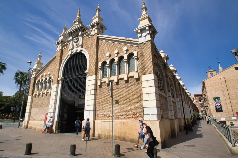 Brick exterior and entrance of Verónicas Market in Murcia