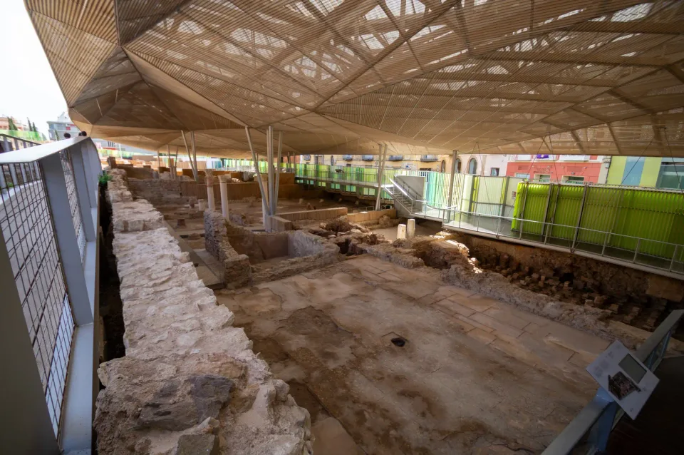 Roman archaeological remains and displays at the Molinete Roman Forum Museum, view 1