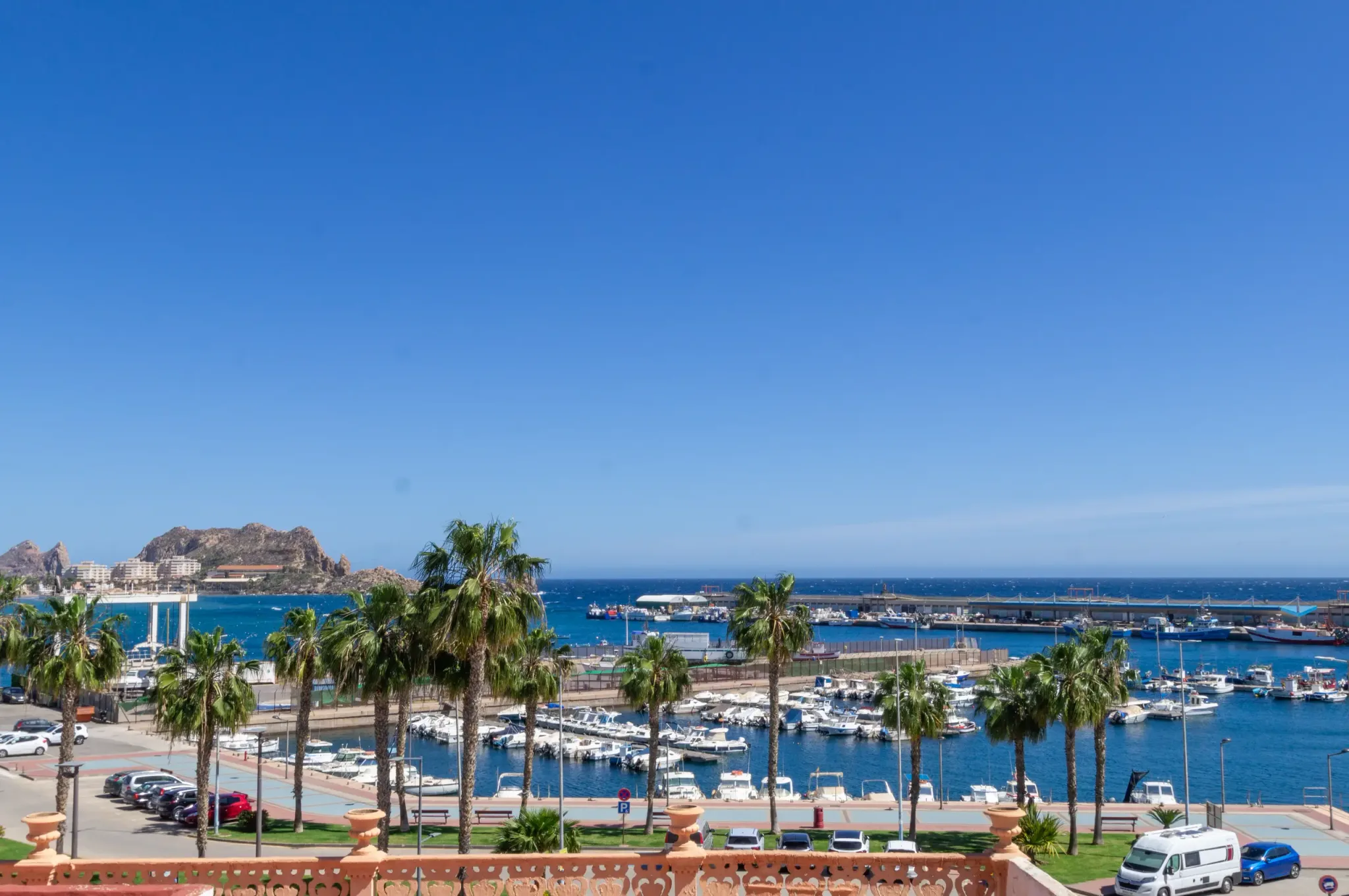 Elevated view across Águilas marina and harbour
