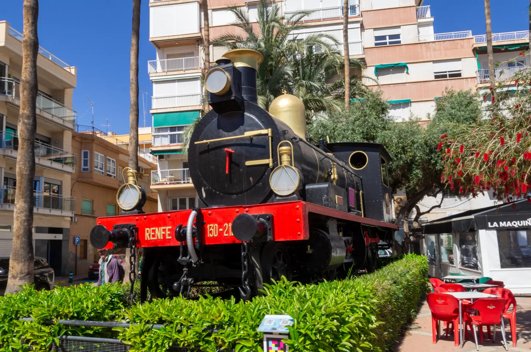 Steam locomotive monument near the Águilas railway station
