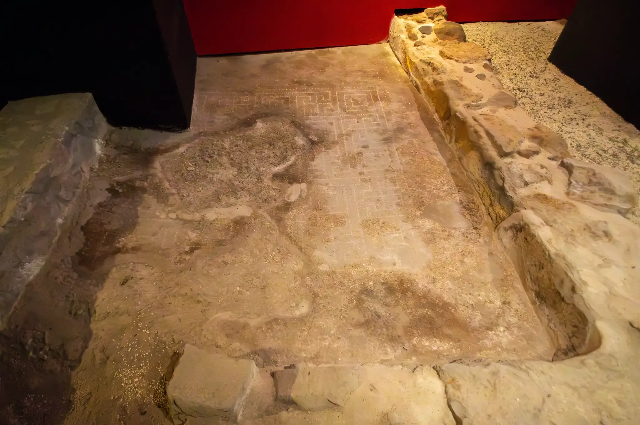 Preserved Roman floor inside the House of Fortune