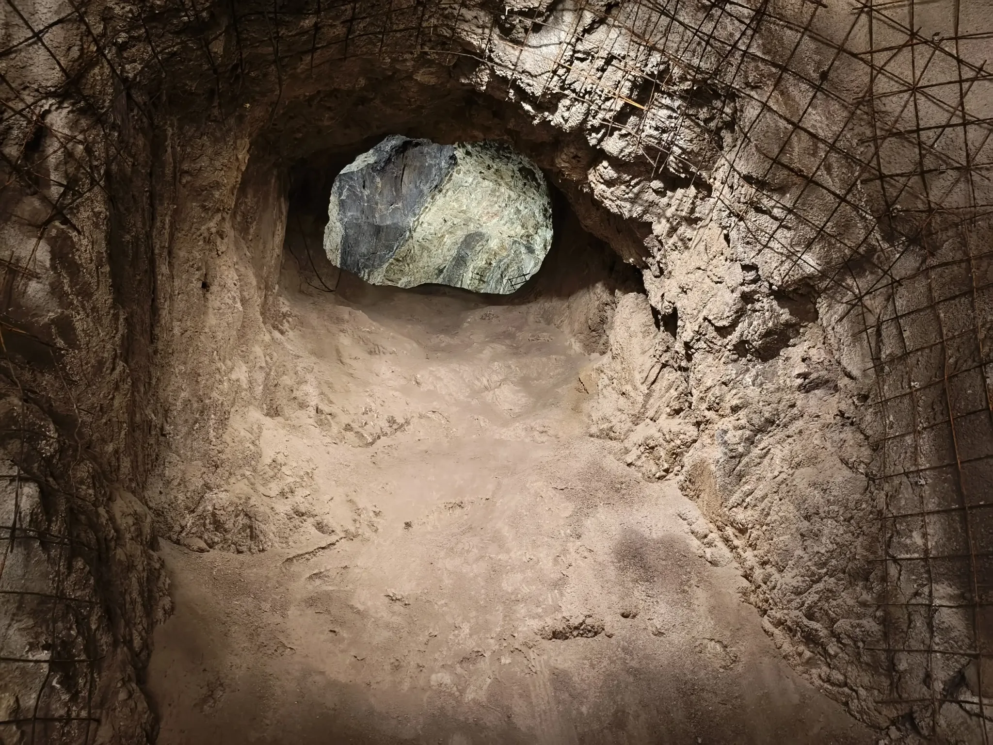 Unfinished rock-cut section of the Civil War shelter