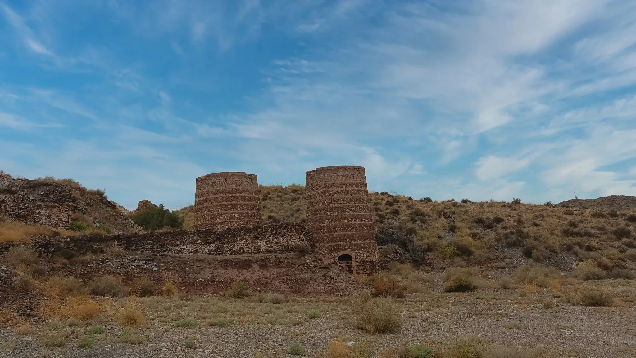 Historic brick mine kilns in the dry Sierra del Aguilón landscape