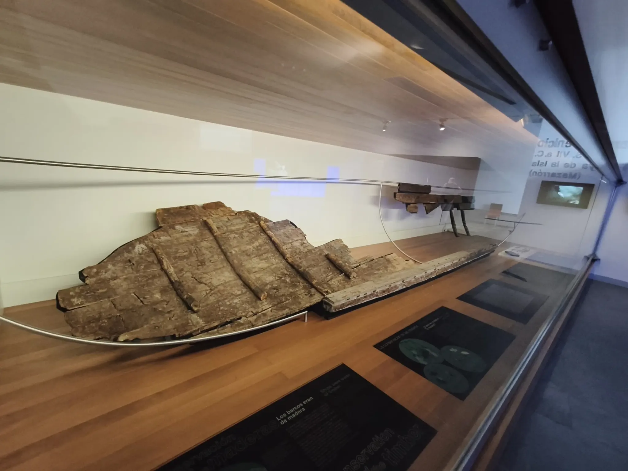 Reconstructed ancient vessel displayed inside the National Museum of Underwater Archaeology in Cartagena