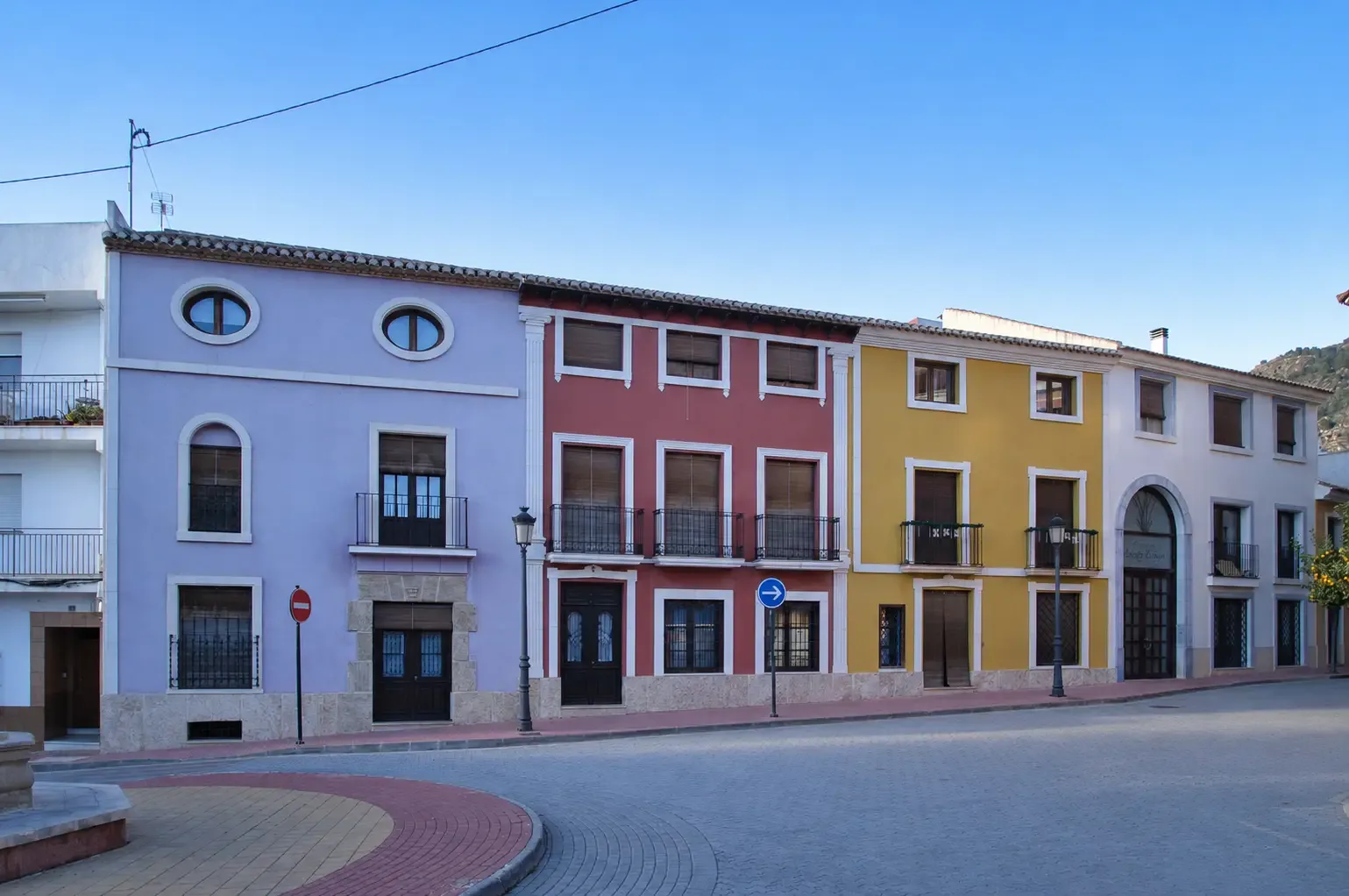 Colourful facades around a square in Alhama de Murcia