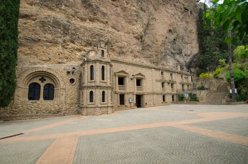 Santuario Virgen de la Esperanza built beneath the rock cliff near Calasparra