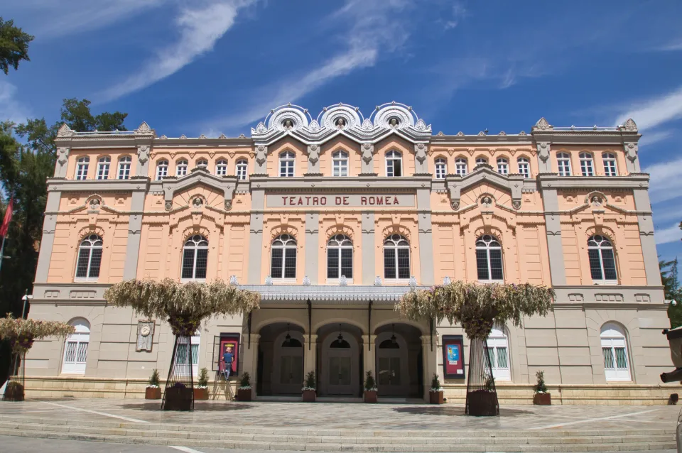 Ornate exterior facade of Teatro Romea in Murcia