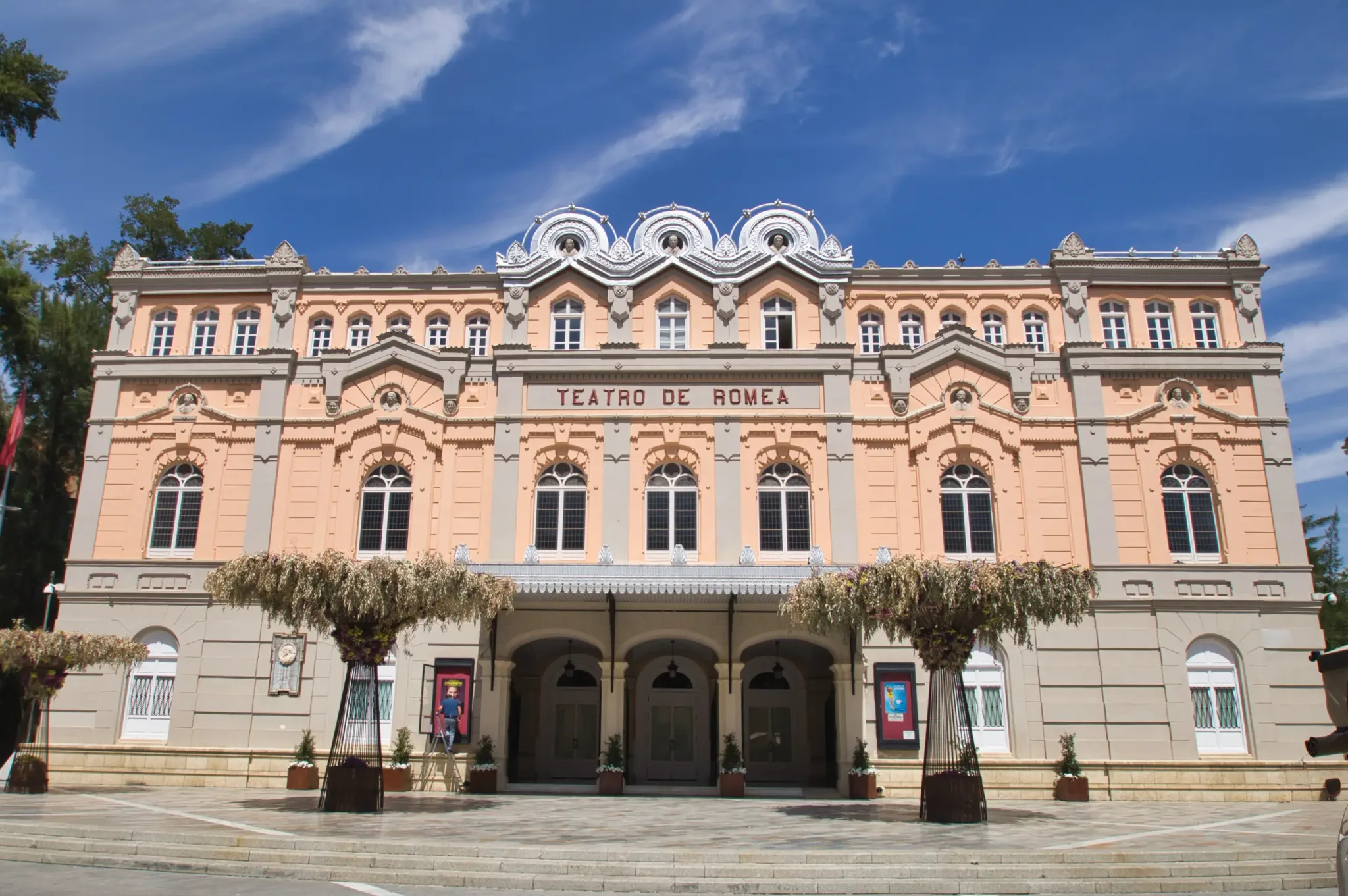 Ornate exterior facade of Teatro Romea in Murcia